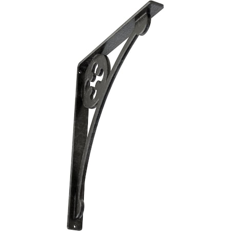 Ekena Millwork Crawley Wrought Iron Bracket, (Single center brace), Antiqued Silver 1 1/2"W x 12"D x 15"H BKTM01X12X15SCRASV